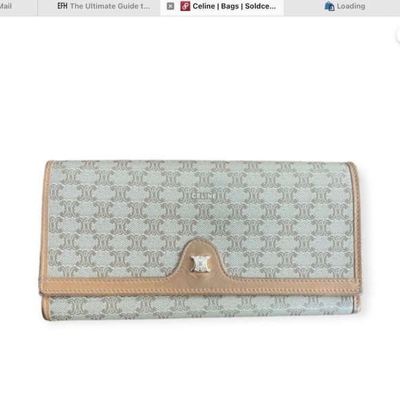 CELINE Tan Kisslock Long Wallet Macadam Print Leather Coated Canvas beige lux - Picture 3 of 16